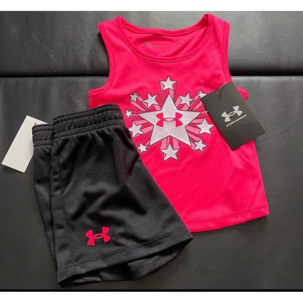 NWT Under Armour Glitter Athletic Set Baby Girls Size 18M